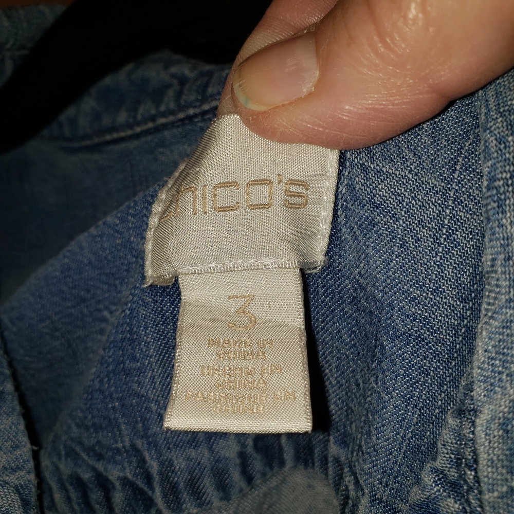 Chico's Classic Blue Denim Shirt - Chico's 3 - Picture 5 of 6